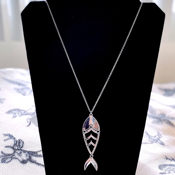 INC Long Pave Fish Pendant Necklace - Picture 4 of 11